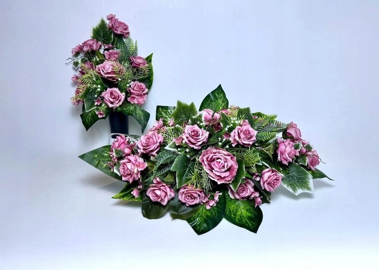 Elegantný náhrobný set "Jemné ruže" v odtieňoch ružovej